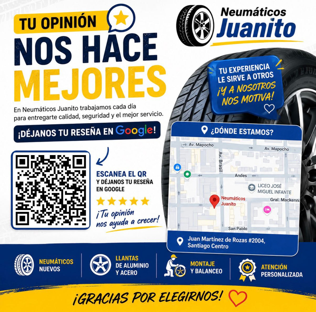 Déjanos tu reseña en Google - Neumáticos Juanito